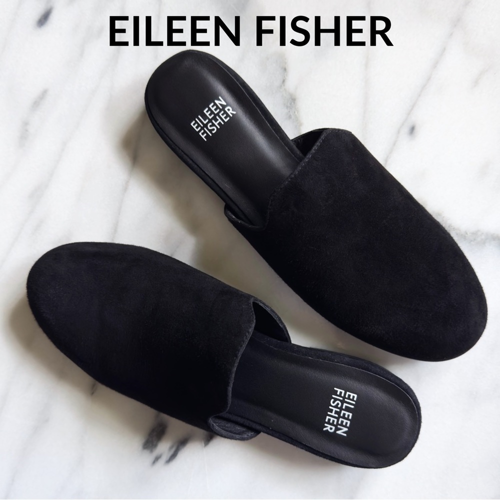 Eileen Fisher • Dion Mule in Suede • Black • Includes Original Box • EUC